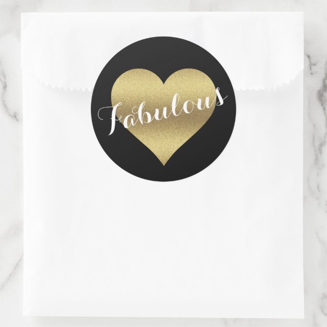 Fantastische Black & Gold Wedding Heart Party Stic Runder Aufkleber (Tasche)