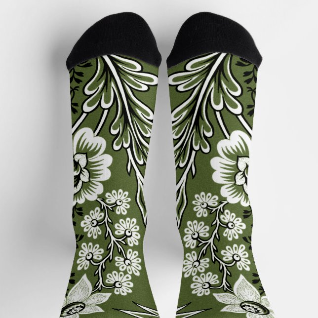Fantastische Blume (Moss Green) Socken (Oben)