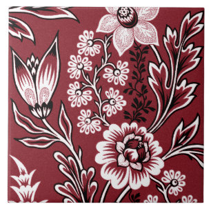 Fantastische Blumen (Maroon) Fine Art Fliese
