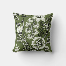 Fantastische Blumen (Moosgrün) Fine Art Kissen
