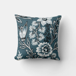 Fantastische Blumen (Slate Teal) Fine Art Kissen