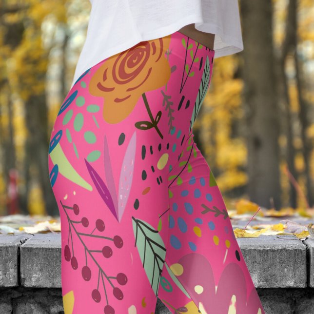 Fantastische Blütenpraxis in französischer Rosa Pr Leggings (Fantastic Floral on French Pink )