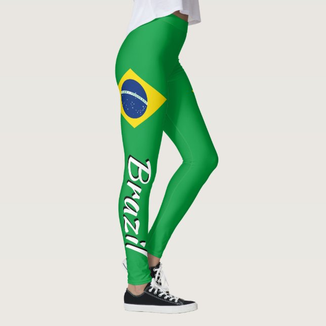 Fantastische Brasilien-Brasilianer-Flagge Leggings (Rechts)