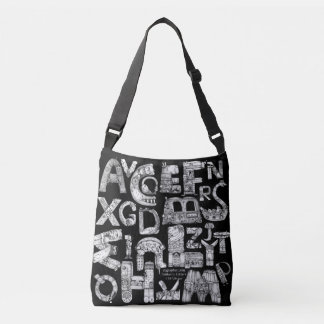 Fantastische Buchstaben schwarzes Crossbody Tragetaschen Mit Langen Trägern