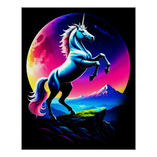 Fantastische Bunte Einhorn-Wildnis Poster