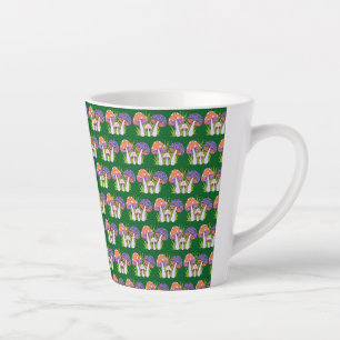 Fantastische bunte Pilze Lila Grüner Latte Milchtasse
