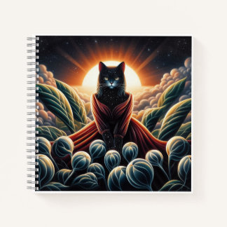 Fantastische digitale Kunst: Night Sky Cat umgeben Notizbuch
