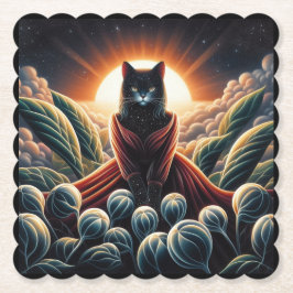 Fantastische digitale Kunst: Night Sky Cat umgeben Untersetzer