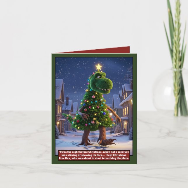Fantastische Dinosaurier-Weihnachtskarte Karte (Vorderseite)