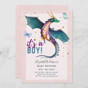 Fantastische DRAGON Themed Baby Boy Shower Reveal Einladung