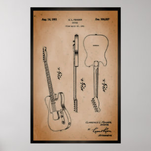 Fantastische elektrische Gitarren-Patentkunst, coo Poster