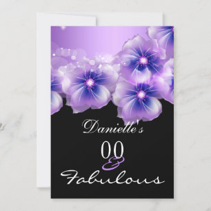 Fantastische florale Blume Lila Schwarzes Party Einladung