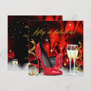 Fantastische fünfzig rote schwarze High Heels Gold Einladung