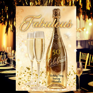 Fantastische Geburtstagsparty Gold Champagner Gläs Einladung