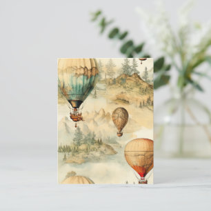 Fantastische Heißluftballon-Gebirgskarte Postkarte