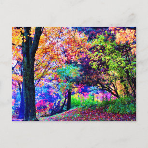 Fantastische Herbstfarben Herbstlaub Bäume Maleris Postkarte