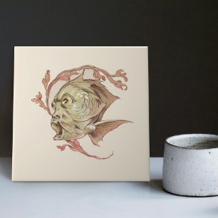Fantastische Kreatur verzaubernde Art Nouveau Sede Fliese