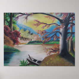 Fantastische Landschaft mit farbenfrohen Bäumen & Poster