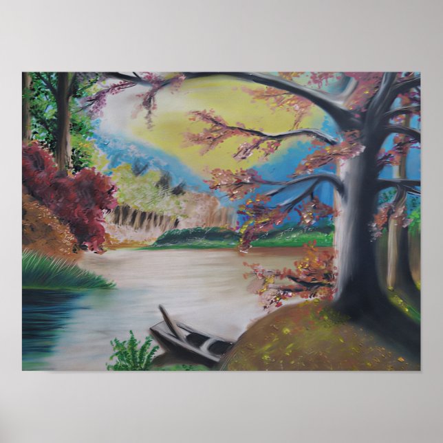 Fantastische Landschaft mit farbenfrohen Bäumen &  Poster (Vorne)