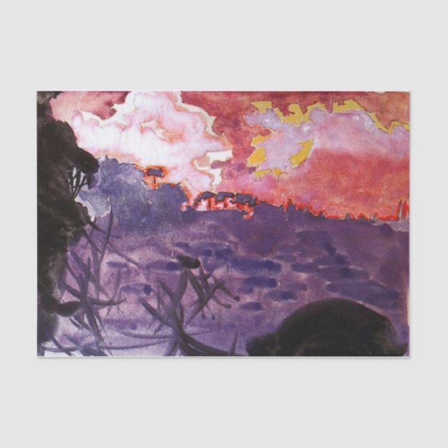 Fantastische Landschaft von Mikhail Vrubel Seidenpapier (Vorderseite)