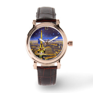 Fantastische Luftansicht von Paris unter den Stern Armbanduhr