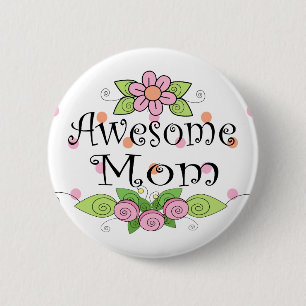 Fantastische Mama-hübsche rosa Blumen Button