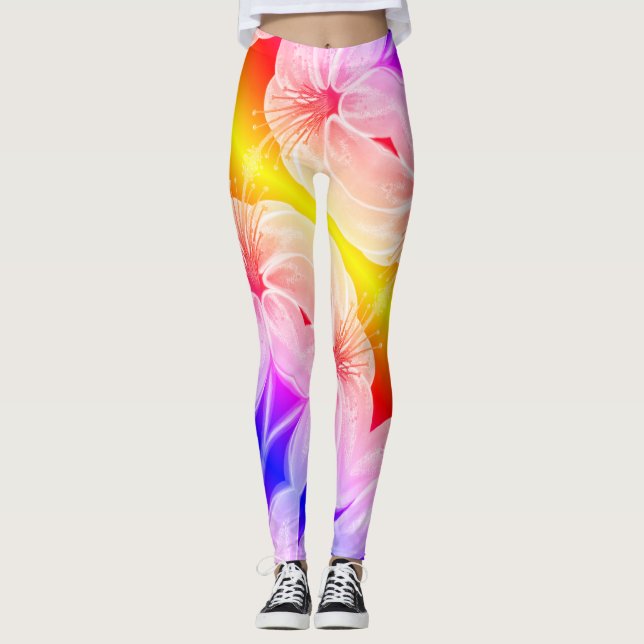 Fantastische mehrfarbige Lilien-Blume Leggings (Vorderseite)