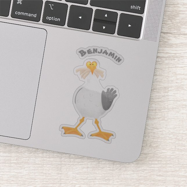 Fantastische Möwe mit Pommes frites Cartoon Aufkleber (Detail)