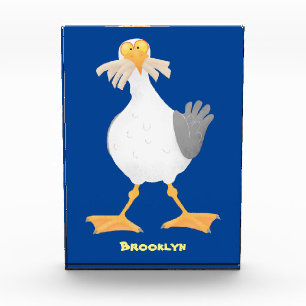 Fantastische Möwe mit Pommes frites Cartoon Fotoblock