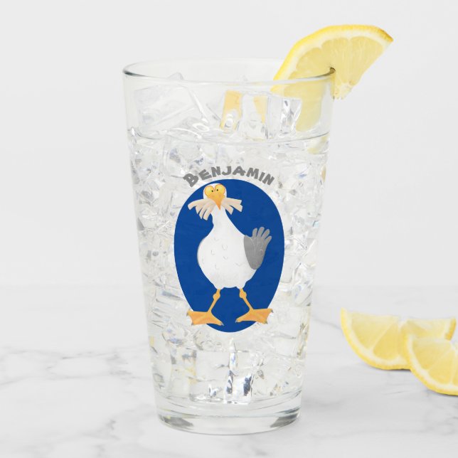 Fantastische Möwe mit Pommes frites Cartoon Glas (Rückseite Ice)