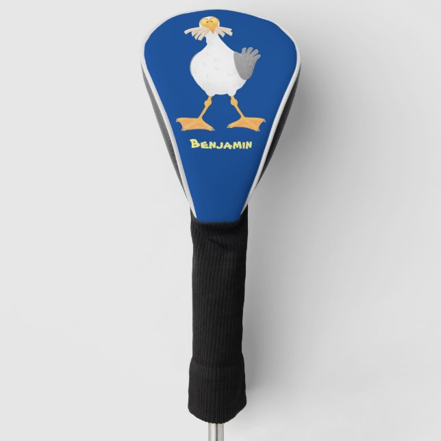 Fantastische Möwe mit Pommes frites Cartoon Golf Headcover (Vorderseite)