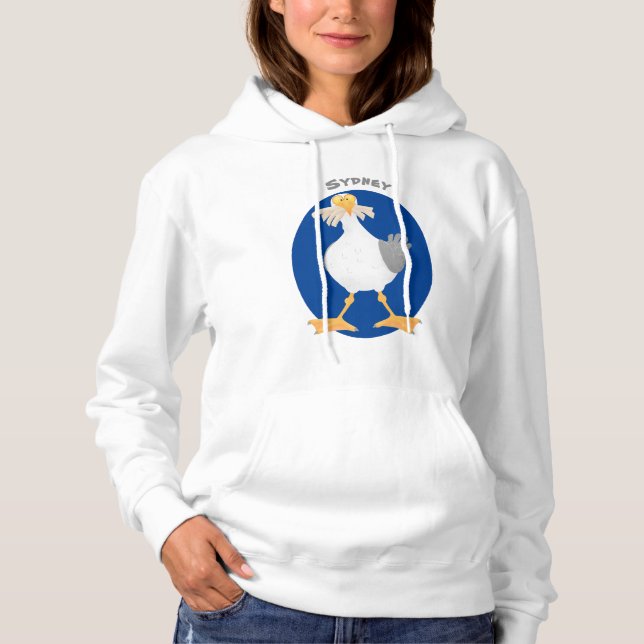 Fantastische Möwe mit Pommes frites Cartoon Hoodie (Vorderseite)