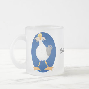 Fantastische Möwe mit Pommes frites Cartoon Mattglastasse