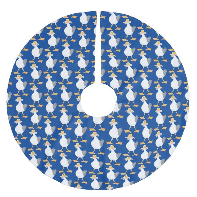 Fantastische Möwe mit Pommes frites Cartoon Polyester Weihnachtsbaumdecke (Vorderseite)