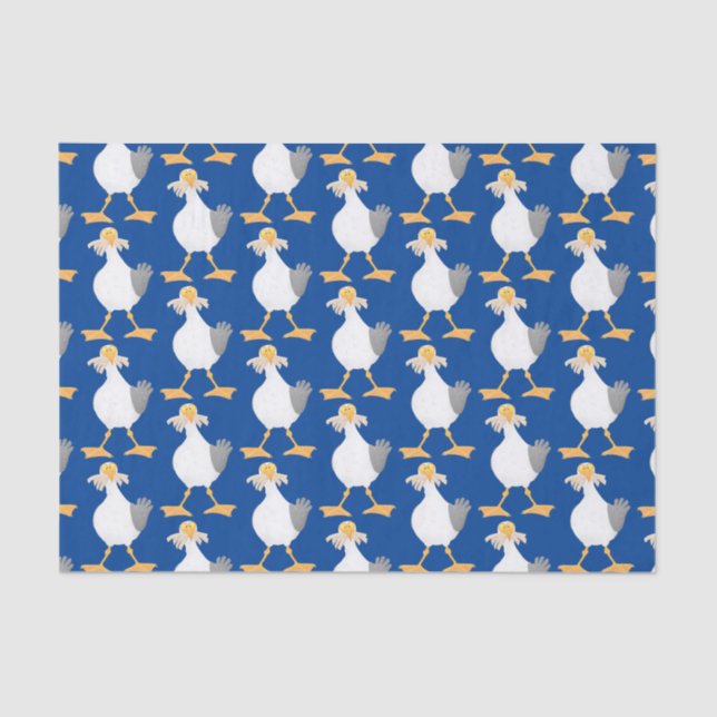 Fantastische Möwe mit Pommes frites Cartoon Seidenpapier (Vorderseite)