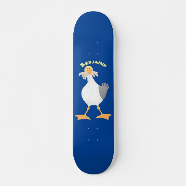 Fantastische Möwe mit Pommes frites Cartoon Skateboard (Vorne)
