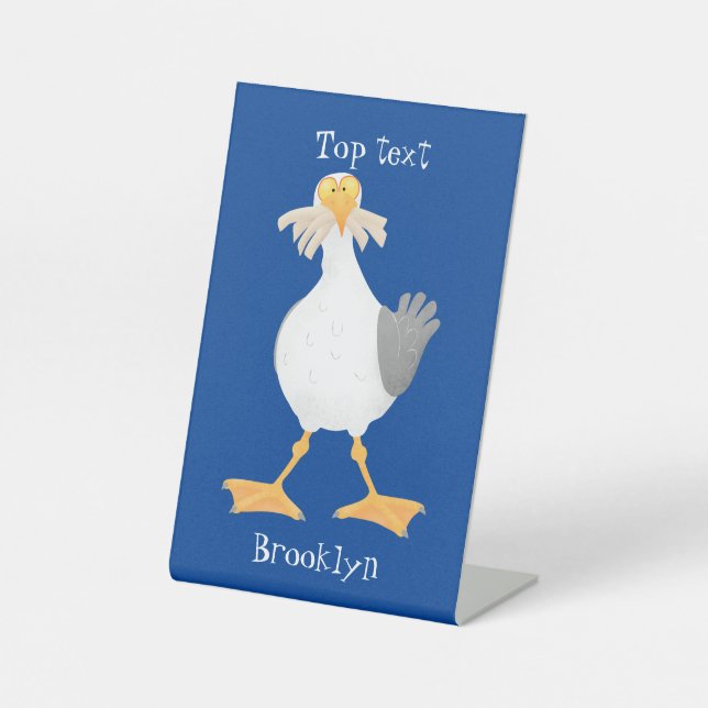 Fantastische Möwe mit Pommes frites Cartoon Sockelschild (Vorderseite)