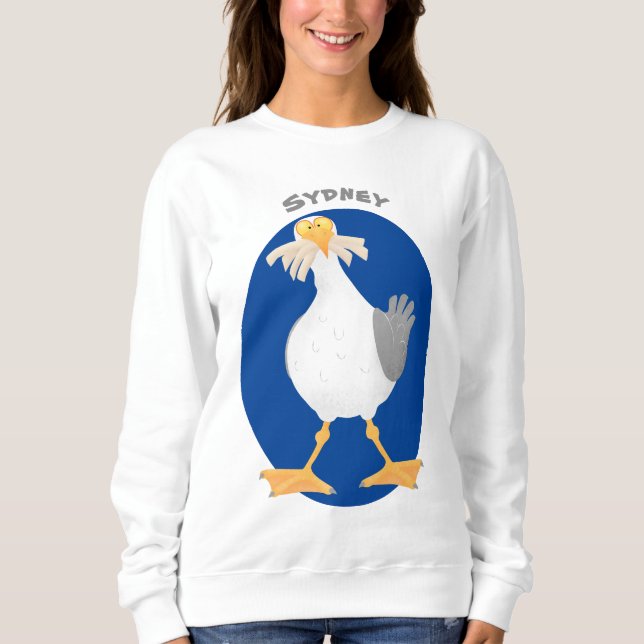 Fantastische Möwe mit Pommes frites Cartoon Sweatshirt (Vorderseite)