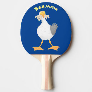 Fantastische Möwe mit Pommes frites Cartoon Tischtennis Schläger