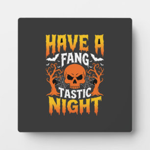 Fantastische Nacht Halloween-Schädel und Fledermäu Fotoplatte