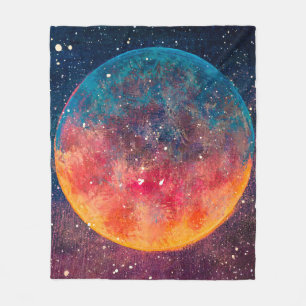 Fantastische Ölgemälde schöne große Planet Mond a Fleecedecke