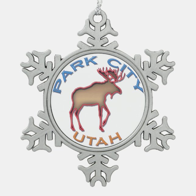 Fantastische Park- Cityschneeflocke-Verzierung Schneeflocken Zinn-Ornament (Vorderseite)