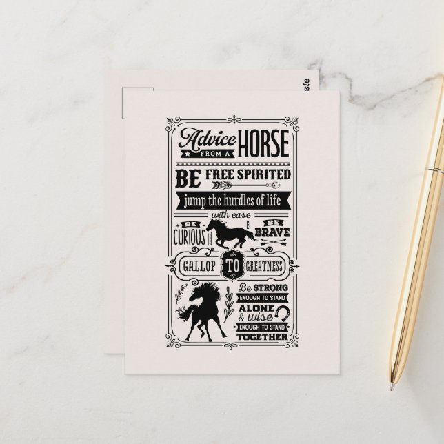 Fantastische Pferdeausflüge Postkarte (Vorderseite/Rückseite Beispiel)