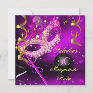 Fantastische Pink-Gold-Masquerade-Geburtstagsfeier Einladung