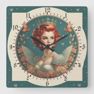 Fantastische Prinzessin Quadratische Wanduhr