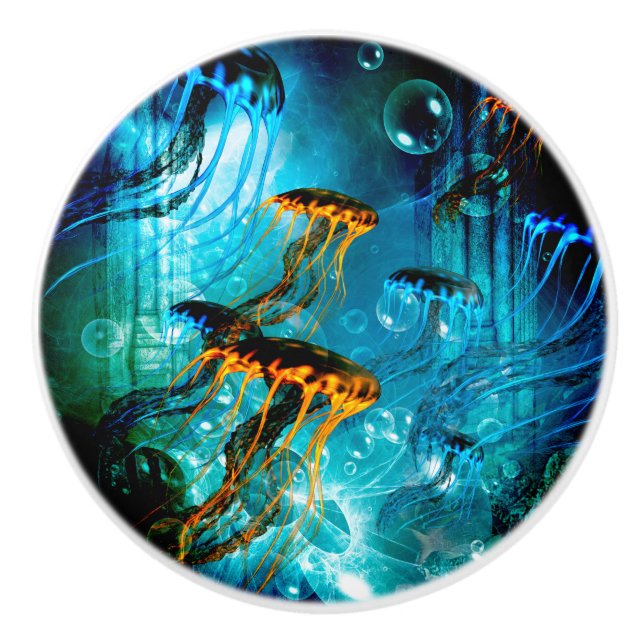 Fantastische Quallen Keramikknauf (Vorderseite)