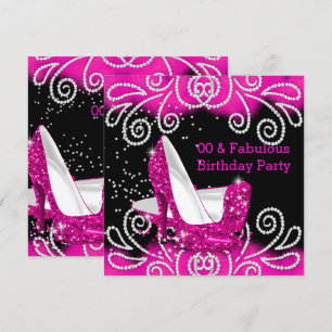 Fantastische rosa glitzernde High Heels Geburtstag Einladung
