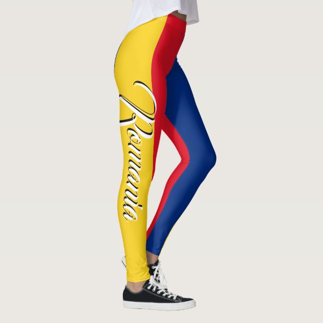 Fantastische Rumänien-Rumäne-Flagge Leggings (Rechts)