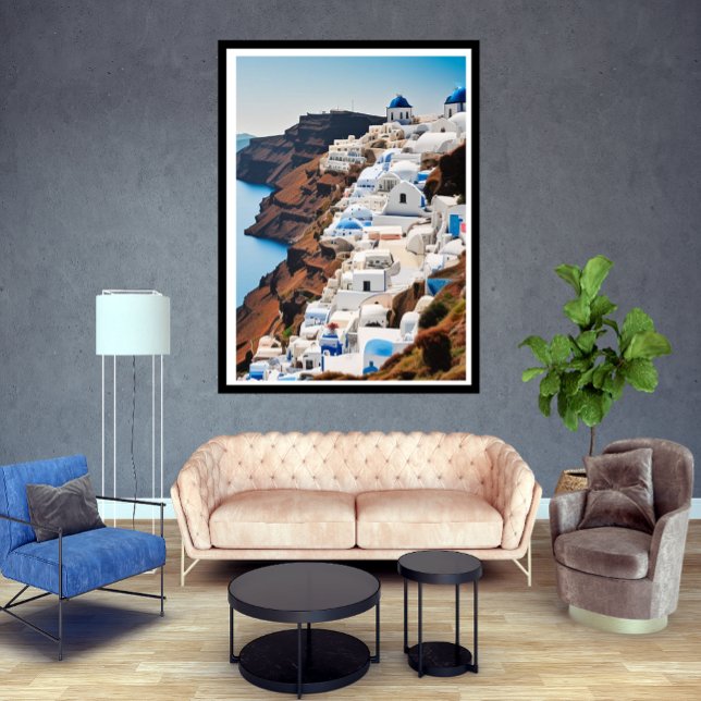 Fantastische Santorini-blaue Landschaft des Weißen Poster (Von Creator hochgeladen)