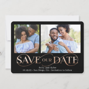 Fantastische Save the Date 2 Foto Swirl-Karte Feiertagskarte
